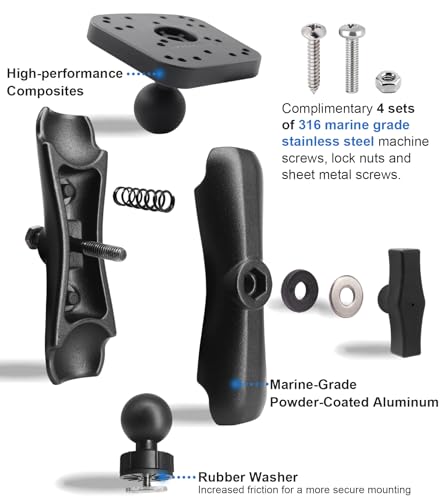 Fish Finder Mount with 1.5 Inch Track Ball Base for Kayak Boat