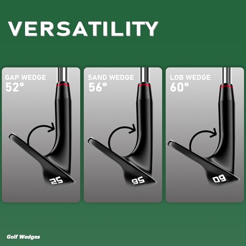 Black 3-Piece Golf Wedge Set 52/56/60 Degrees Forged Spin Control for Men
