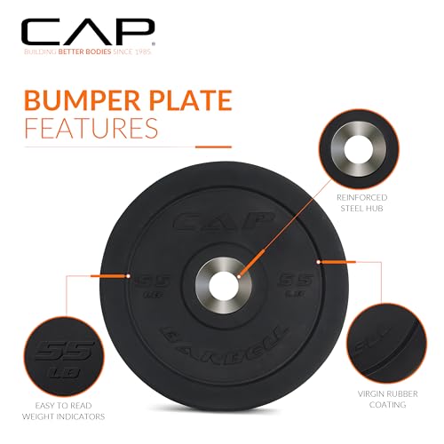 Olympic Bumper Plate 55lbs PRO - Rubber, Low Bounce, 2-Inch Fit