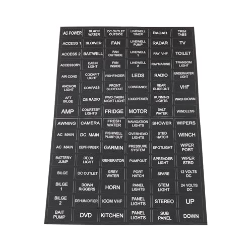 Marine Switch Label Stickers Vinyl 96 Pack for Boat Panel, 1.3x2.5cm