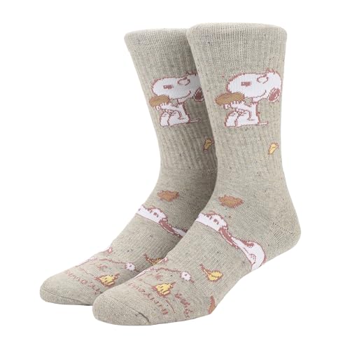 Athletic Crew Socks with Peanuts Graphic – Cushioned Footbed, Arch Support