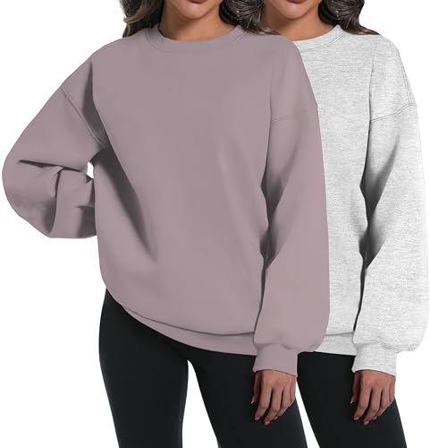 Women’s Oversized Sweatshirt Hoodie Grey Brown Medium Long Sleeve Fall Winter Cozy Pullover
