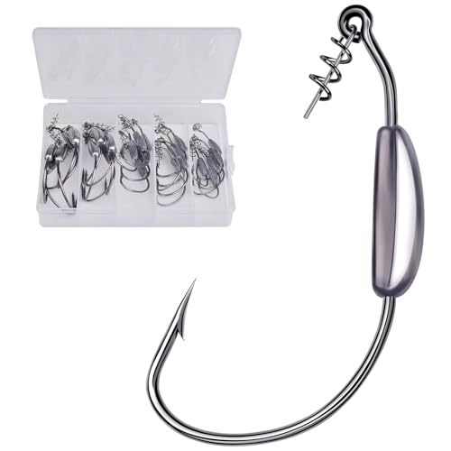 Weighted Swimbait Hooks 25pcs Set for Bass Fishing - Size 1/0 to 5/0