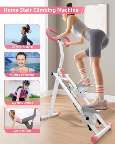 BULAPEACH Pink Vertical Climber Stair Stepper for Full Body Workout Home Exercise