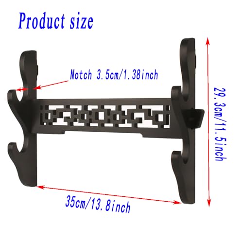 Wall Mount Samurai Sword Display Rack 2-Tier Black - Versatile Weapon Holder