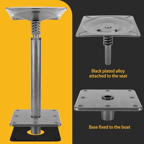 Marine Boat Seat Pedestal Mount Kit - Adjustable 3/4" Pin & 7x7 Base Plate