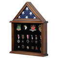 Small Walnut Military Flag Shadow Box 3x5 with Felt Lining & Certificates
