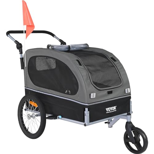 VEVOR 88lbs Dog Bike Trailer & Pet Stroller 22-Inch Wheel, 2-in-1 Bicycle Carrier