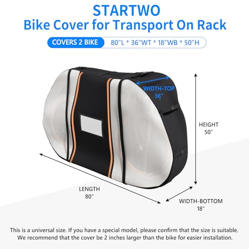 STARTWO XXL Bike Cover for Transport on Rack - Fits 2 Bikes