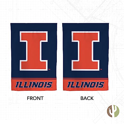 Blue Desert Cactus University of Illinois UIUC Garden Flag - Double-Sided 3-Ply Outdoor Banner