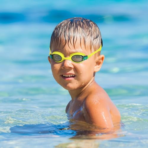 Toddler Swim Goggles 2 Pack - No Hair Pull Kids Goggles with Padded Strap, Ages 3-8, Spider & Bat Variation