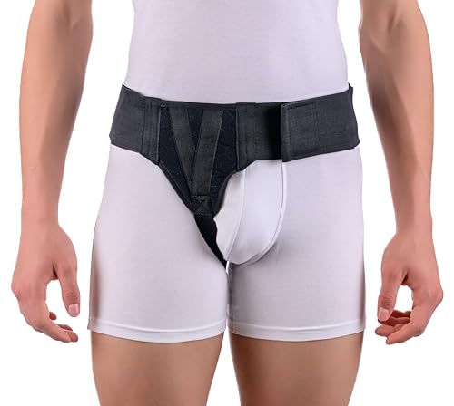 FlexaMed Men’s Inguinal Hernia Support Belt Right/Medium - Black