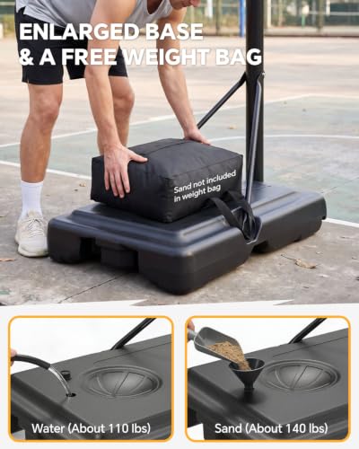 FirstAsk Black 10FT Adjustable Outdoor Basketball Hoop System with 44" Backboard & Wheels