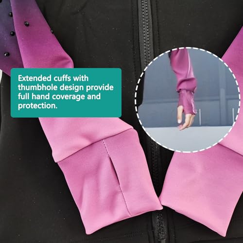 Liuho Girls' Pink Fleece Figure Skating Training Tracksuit, Age 8-10