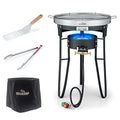 Single Burner Concave Comal Set with 23-Inch Stainless Steel Surface, 100,000 BTU Propane Stove
