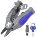 Blue Fishing Line Cutter with Retractor - Saltwater Serrated Shears for Braided Fluoro Line, Hook Eye Cleaner