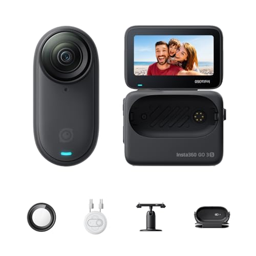Insta360 GO 3S Action Camera - 64GB Black, 4K Ultra-Wide Vlogging, Waterproof, Portable Bundle