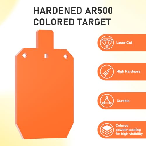 LXVOOEE 1/2 Inch Thick AR500 Steel Shooting Targets - 10x16 Torso Silhouette, Neon Orange