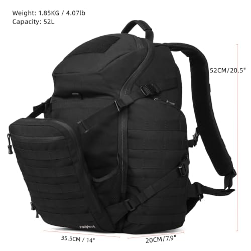 AMHEH 52L Tactical Flight Approved Backpack with 17 Inch Laptop - Black