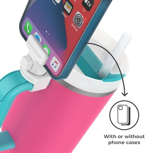 HydraClip Phone Attachment White - Secure Grip & Tripod Stand for Stanley Quencher