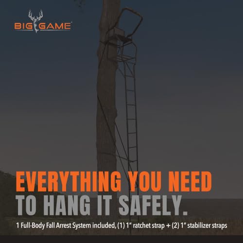 Big Game Striker XL Ladder Treestand 17.5 Ft with Flip Back Seat & Safety Gear
