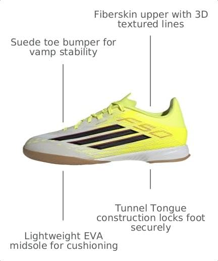 adidas Men's F50 League Indoor Soccer Shoes - Team Solar Yellow/Black/Lucid Red, Size 7.5 Men / 8.5 Women