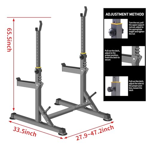 Adjustable 600lbs Steel Squat Rack for Home Gym - Heavy Duty Weight Lifter