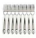 Stainless Steel Dinner Forks Set of 8 Heavy Duty Flatware with Diamond Pattern