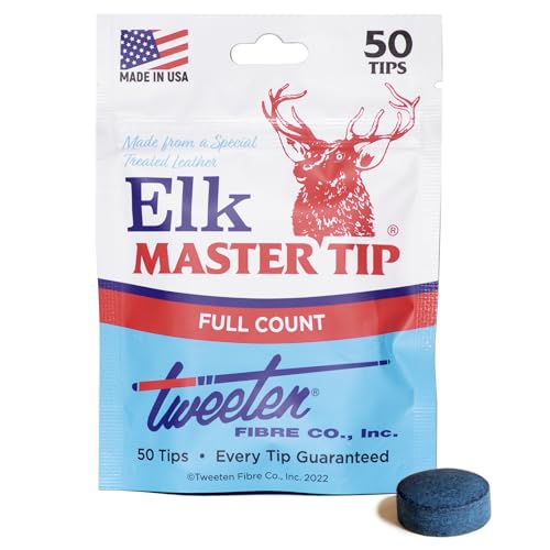 Elk Master Billiard Pool Cue Tips 14mm - Medium-Soft, 50 Tips Package