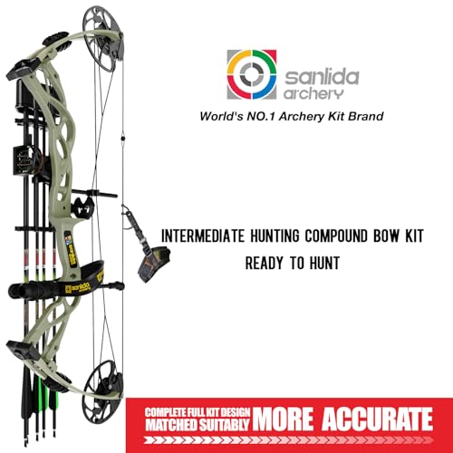 Sanlida Dragon X9 Compound Bow Kit - Wilderness Edition with 12 Arrows, Adjustable Up to 70 lbs