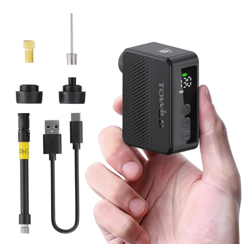 Black Portable Electric Bike Pump 130 PSI with Gauge & Auto-Off - Fast Charging