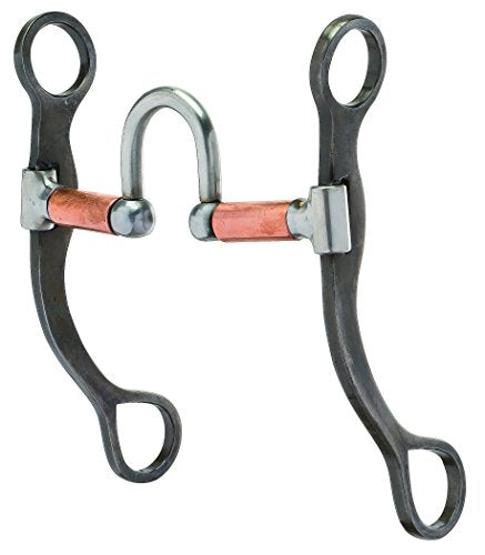 Weaver Leather Antiqued Shank Bit with Copper Roller Bars, 5-Inch Low Port Correction Mouth