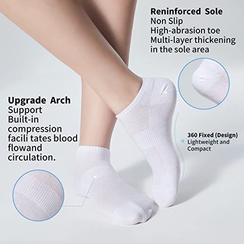 Ankle Socks for Women & Men 12 Pairs Thin Low Cut No Show Cotton Socks - White 5-7 / 8