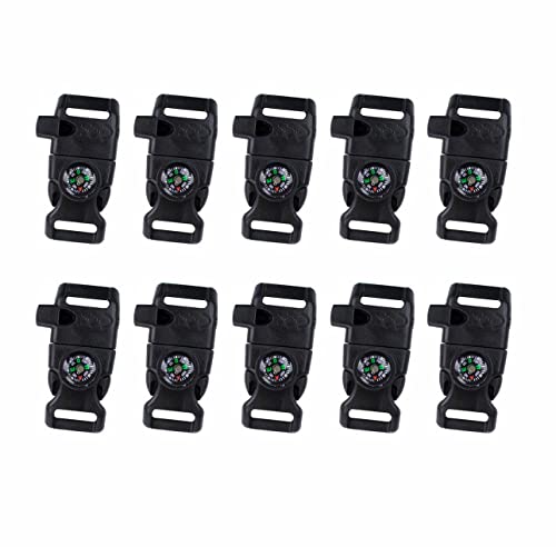 Emergency Whistle Buckle with Compass Fire Starter & Flint for Camping Survival