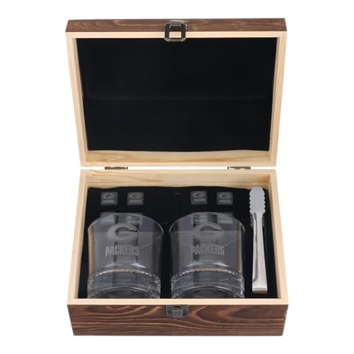 Green Bay Packers NFL Giftable Team Glass Set with Cubes - Officially Licensed