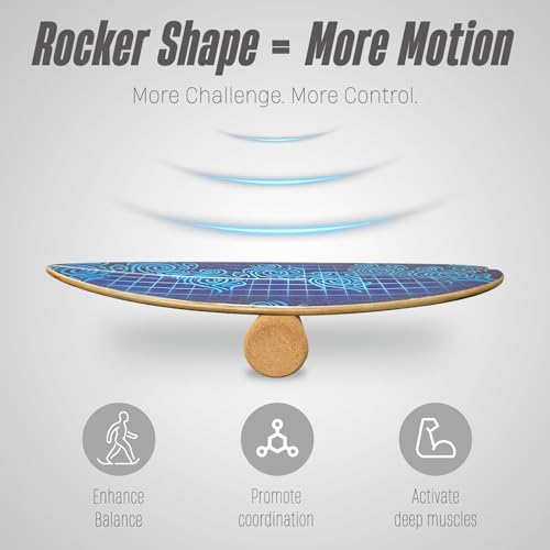 29-Inch Surf Balance Board for Kids & Adults with Cork Roller & Half Ball - 350lbs Capacity