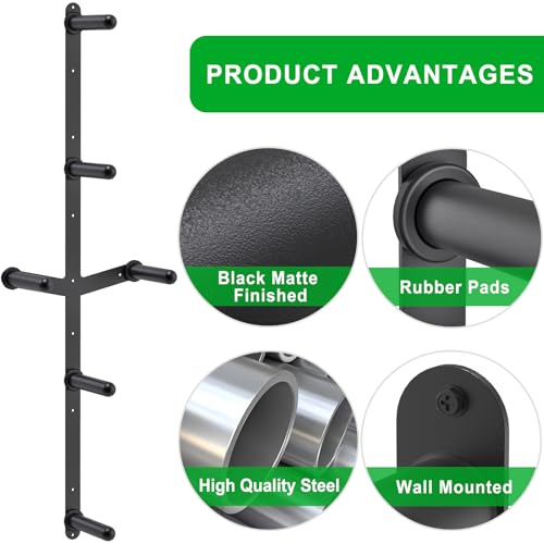 Kipika Wall Mount Weight Plate Rack with 4-Peg & 2-Weight Wing, 1200lb Capacity