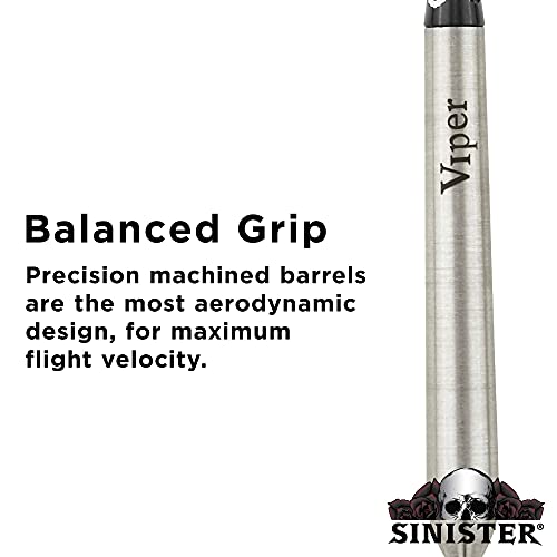 Viper Sinister 95% Tungsten Steel Tip Darts Set 25g Slim Barrel, Includes Shafts & Flights