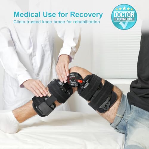 KD ROM Hinged Knee Brace for ACL, MCL, PCL & Post-Op Support, Adjustable Stability