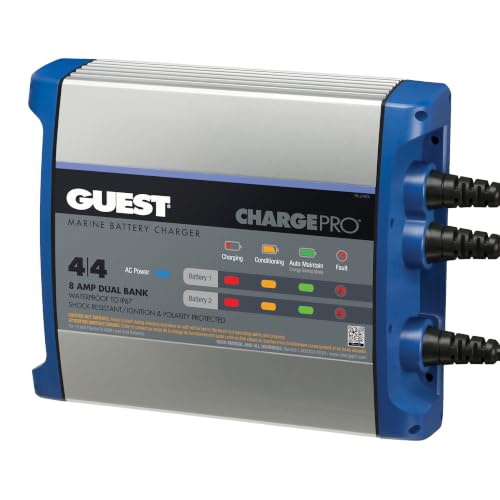 Guest ChargePro 8A 2 Bank Waterproof Battery Charger - Marine Grade, Dual Bank