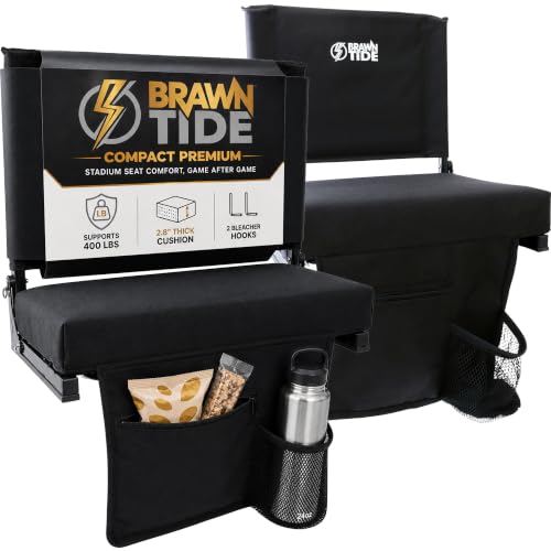 BRAWNTIDE Black Compact Premium Stadium Seat 2-Pack - Long Bleacher Comfort