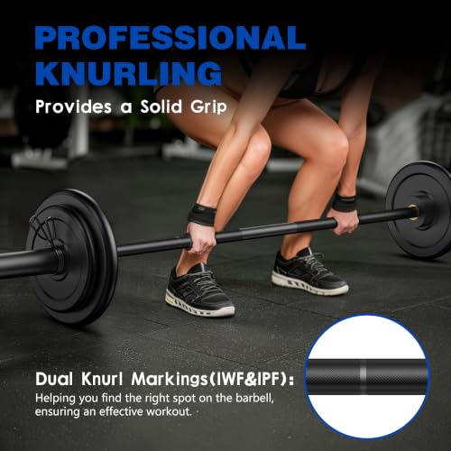 Black 6ft Olympic Barbell Bar 2-inch Standard Straight Weightlifting Bar