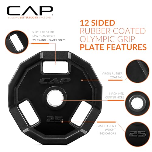 Pro 25 lb Olympic Weight Plates - 2-Inch Cast Iron Rubber Coated Pair