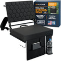 Alpcour Extra Wide Folding Bleacher Seat with Back Support, 21" Black, Thick Cushion, Cup Holder & Storage