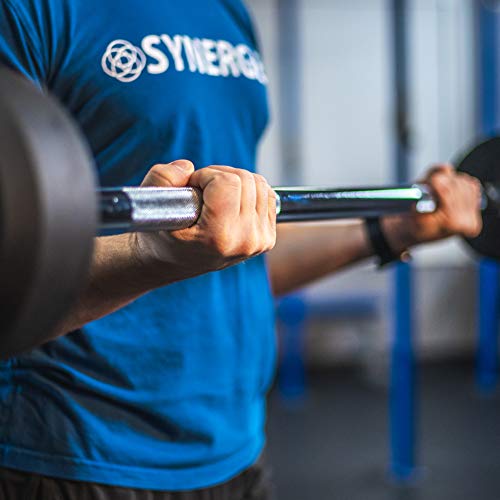 Synergee Fixed 20lb Straight Steel Barbell - Pre-Weighted Gym Bar for Strength Training