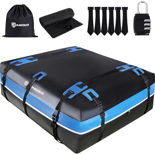 Blue Rooftop Cargo Carrier 22 Cu Ft Waterproof Car Roof Bag with Hooks & Lock