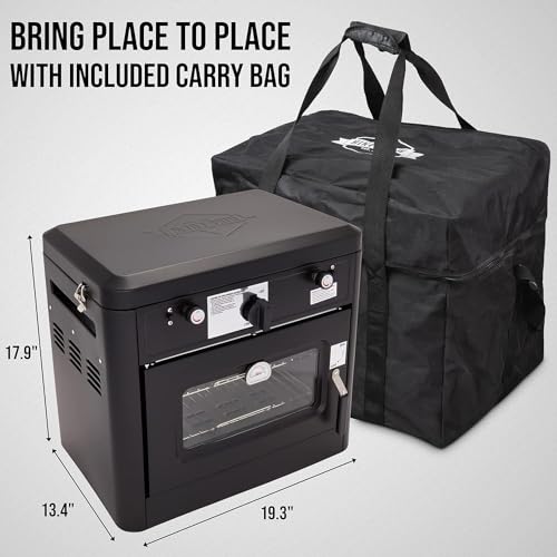 Outdoor Gas Camping Oven - Black - Portable 2-Burner Stove with Carry Bag