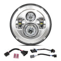 BICYACO Silver 7 Inch LED Motorcycle Headlight for Harley Davidson, Softail, Touring Models