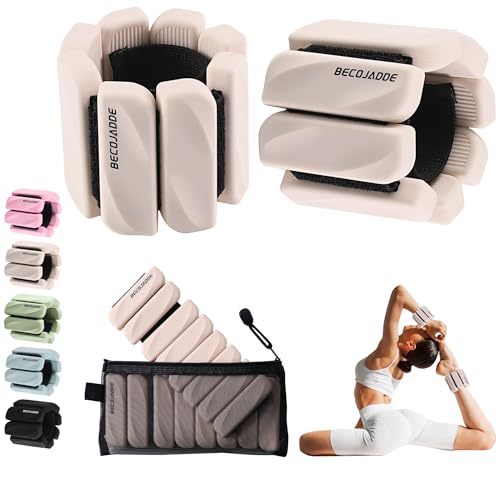 Begej Ankle & Wrist Weights Set of 2 - Beige 2 lb Pair Adjustable for Pilates Walking