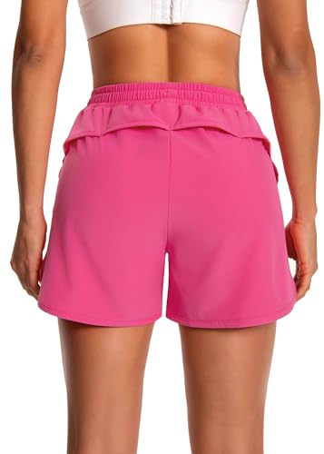 Women's 2-in-1 Athletic Running Shorts with Liner and Zipper Pockets